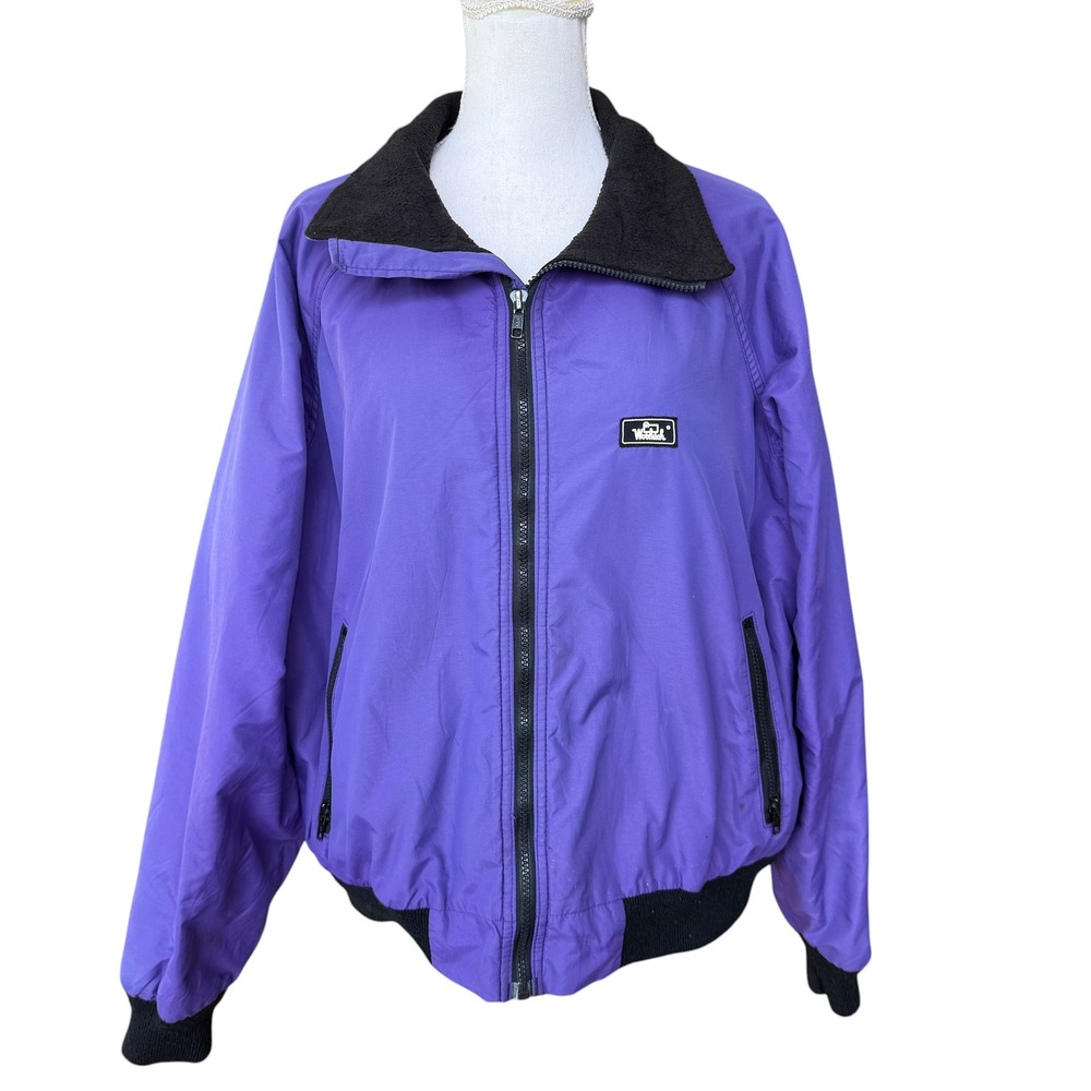 Vintage Woolrich Purple Bomber Jacket Mens XL Made in USA‎ Fleece Collar